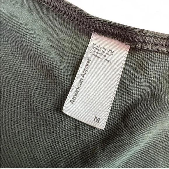 American Apparel green deep V-neck long sleeve top - Picture 4 of 5